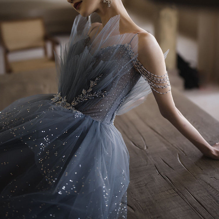 Robe de soirée en polyester bleue pour femme - Tendance et élégante