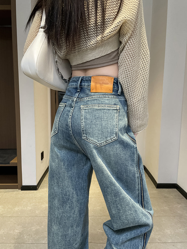 Wide Leg Jeans Women Design Sense High Waist