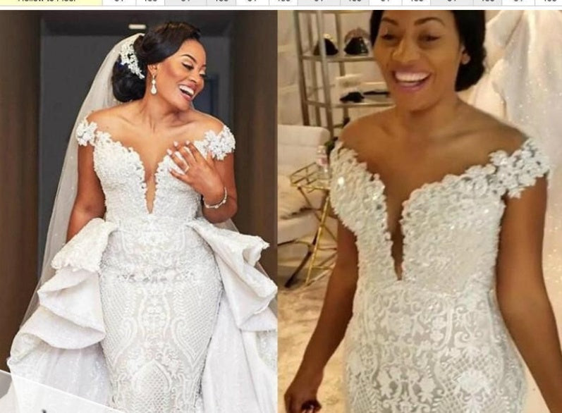 Robe de mariée sirène détachable en dentelle blanche, style africain, vente en gros