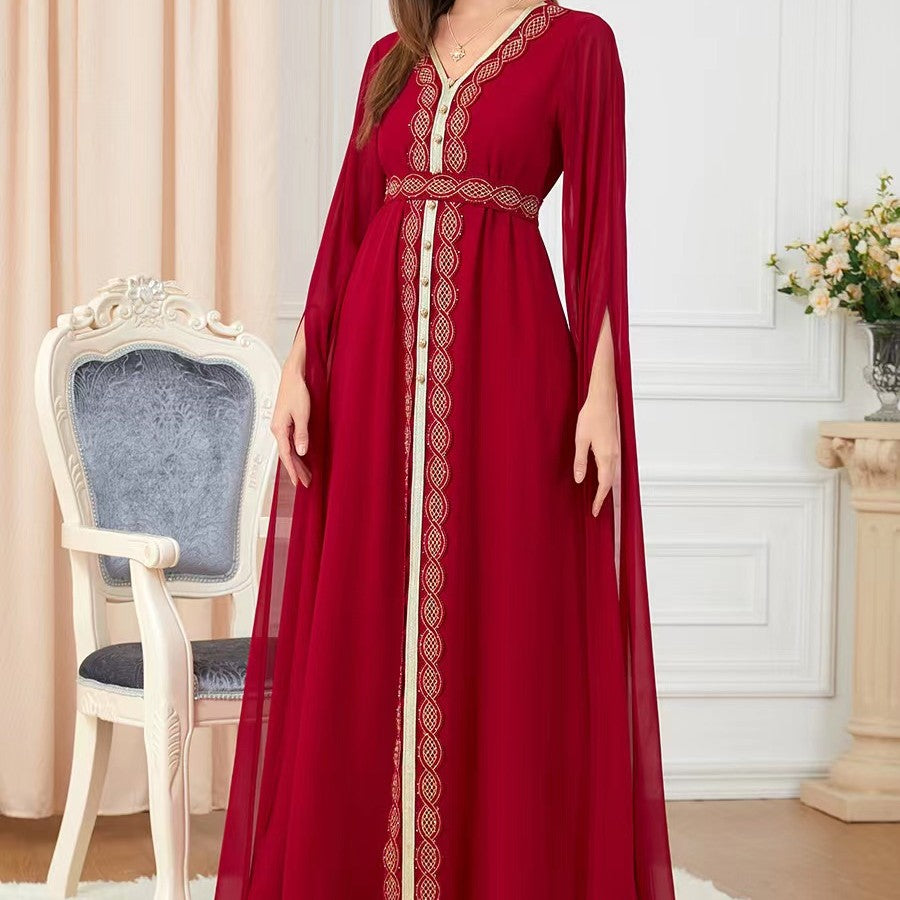 Ethnic Style V-neck Elegant Party Arabian Dress