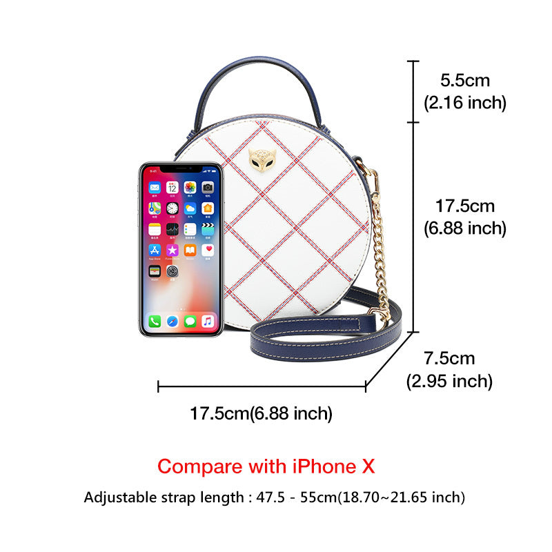 White Cowhide Leather Chain Shoulder Crossbody Pouch