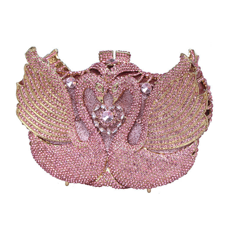 Color Moon Full Swan Small Sequin Shoulder Bag With Diamonds