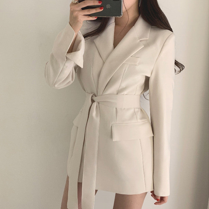 Petit blazer de costume coréen ajusté pour femme, style britannique