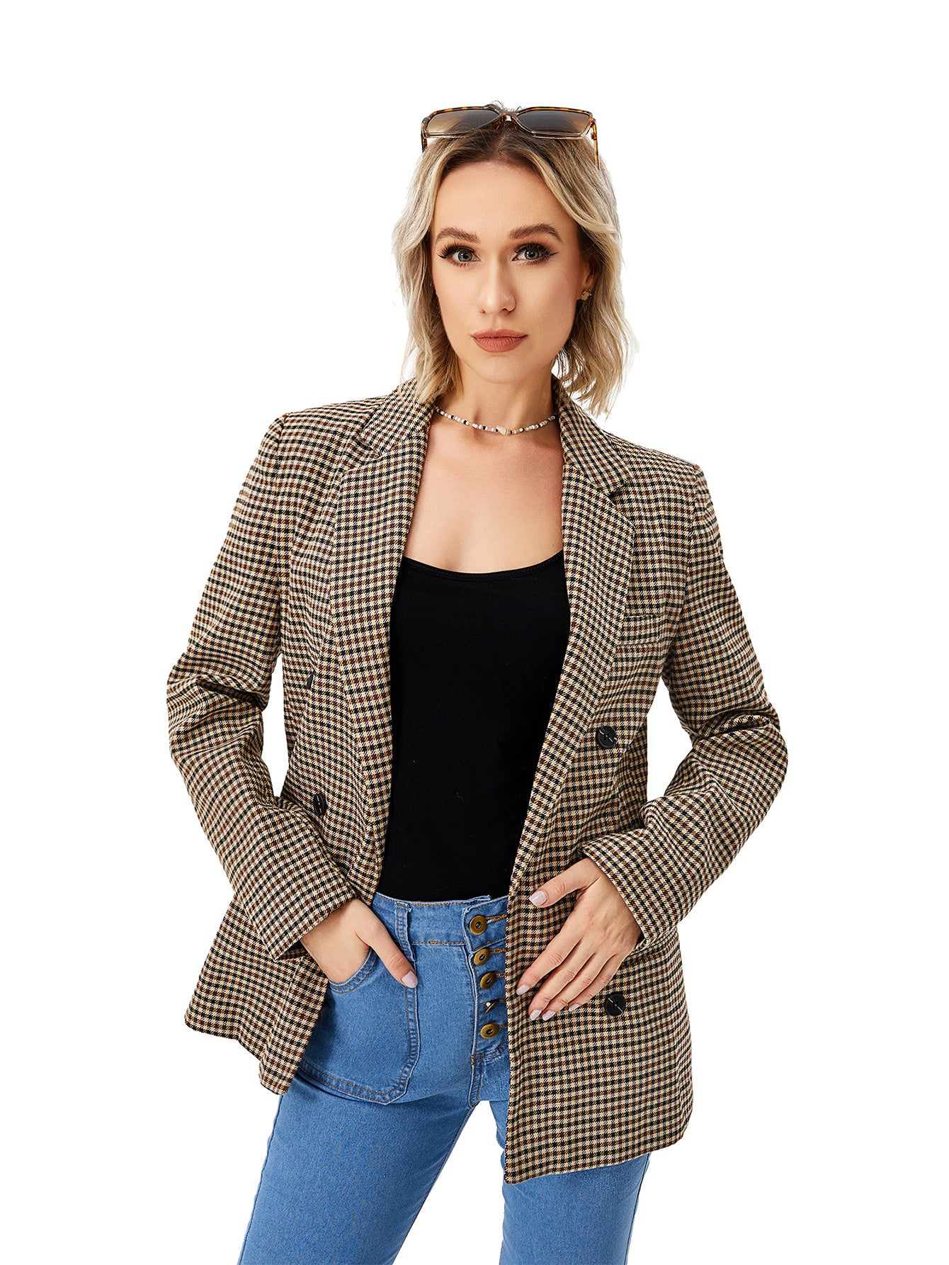 Veste blazer décontractée pour femme, manches longues, style bureau, col à revers