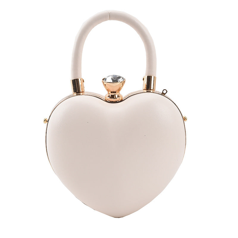 Sac à bandoulière en forme de cœur de style occidental, petit, avec chaîne, couleurs bonbon