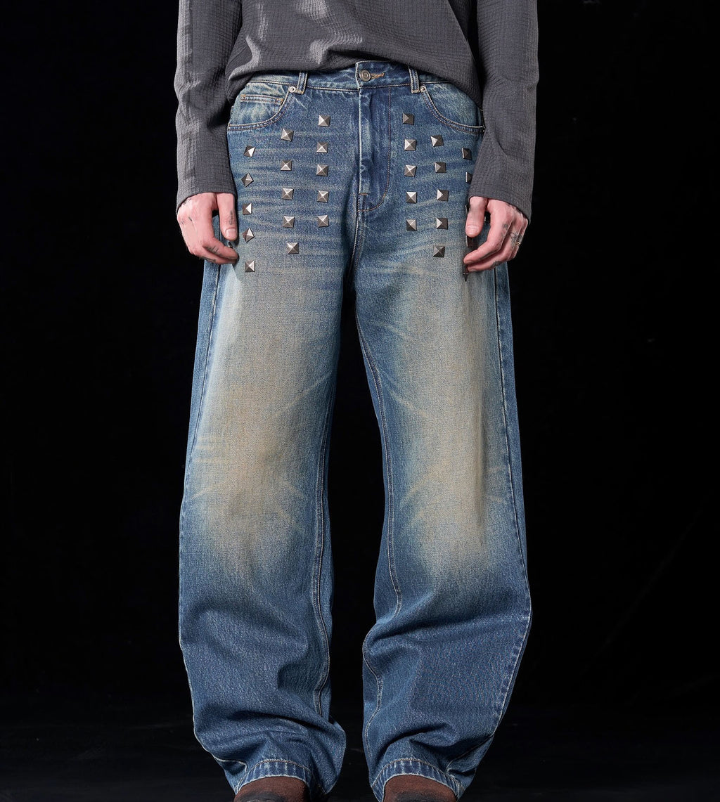 Women's Gothic Street Style Mid Waist Blue Loose Jeans