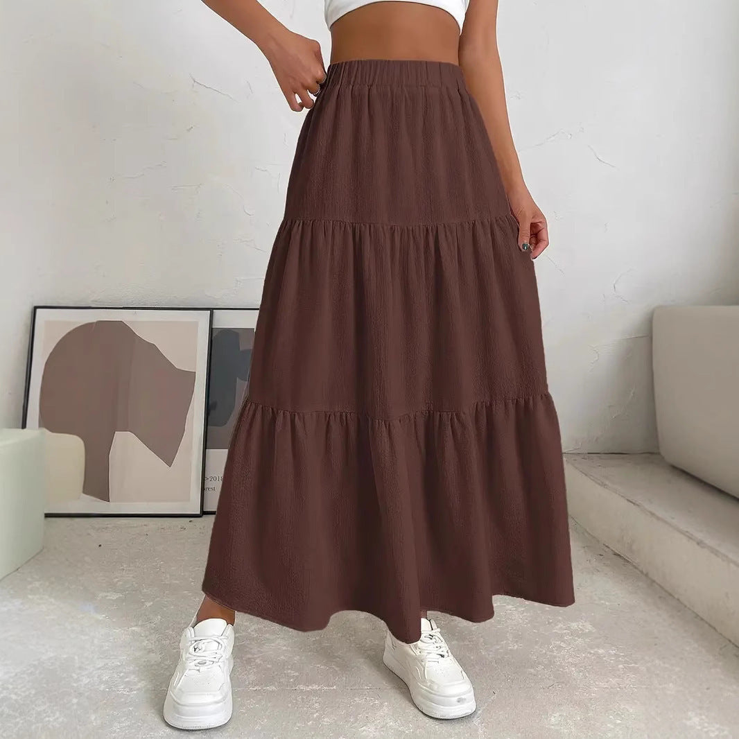 European & American Style Women’s Summer Bohemian Pleated Layered Long Skirt