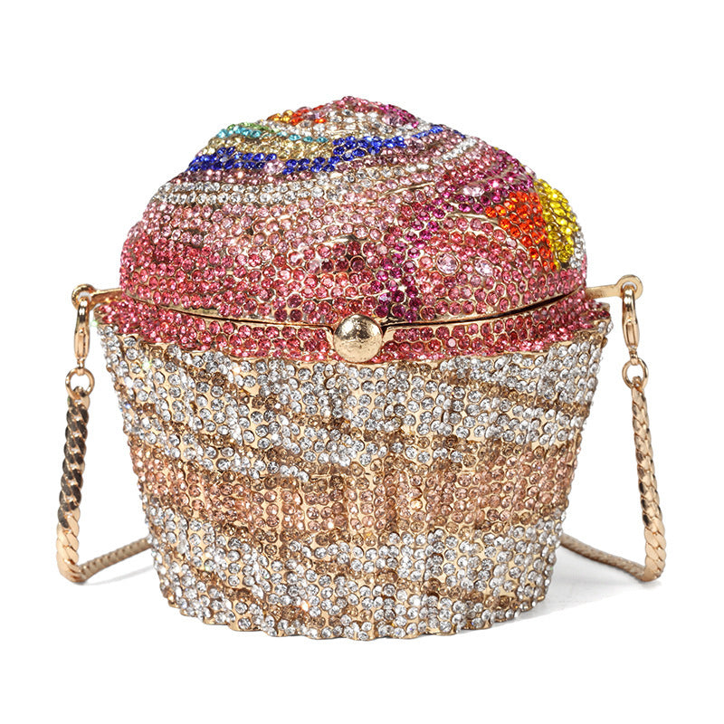 Small Cake-Shaped Full Diamond Cheongsam Hand-Carry Bag