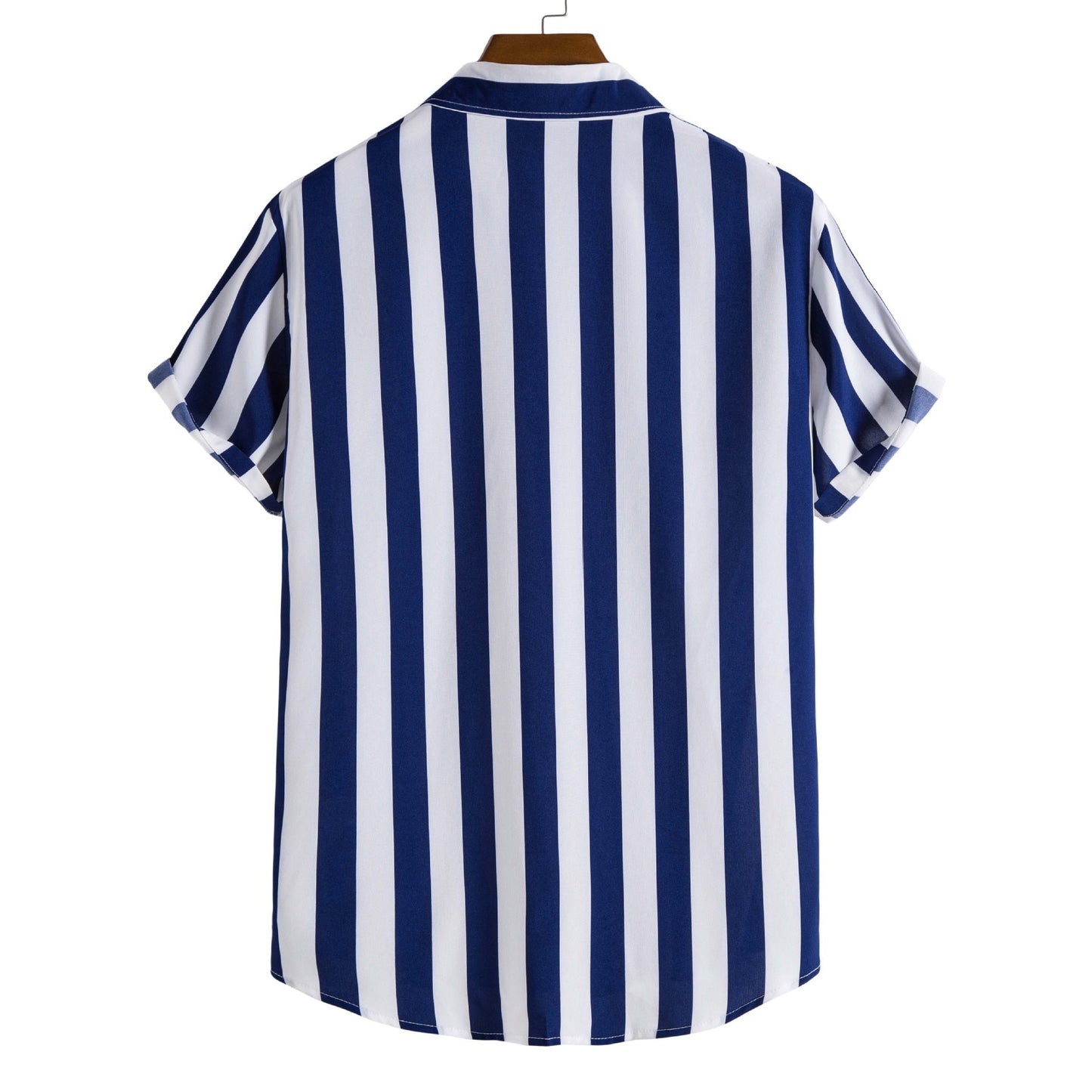 Men's Casual Short-sleeved Printed Striped Shirt