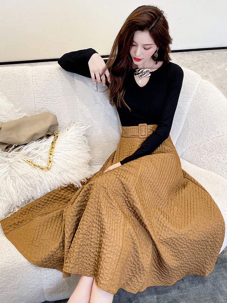 Two-piece Set Of Bottoming Shirt And Skirt Net Red