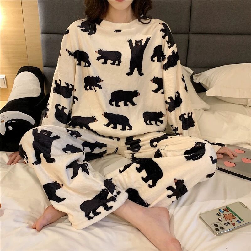 Pajamas Winter Flannel Style Long-sleeved Thickened Velvet