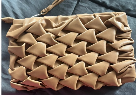 Sac bandoulière messager en PU tressé pour femme avec chaîne