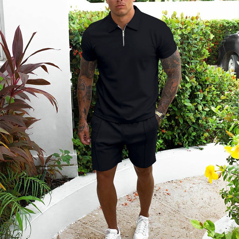 Men's Casual Two-Piece Short Sleeve Shirt & Shorts Set