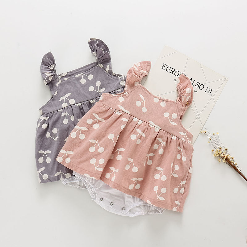 Newborn Girls Cotton Sleeveless Clothes with Detachable Hood in Gray & Pink, Sizes 66-100cm