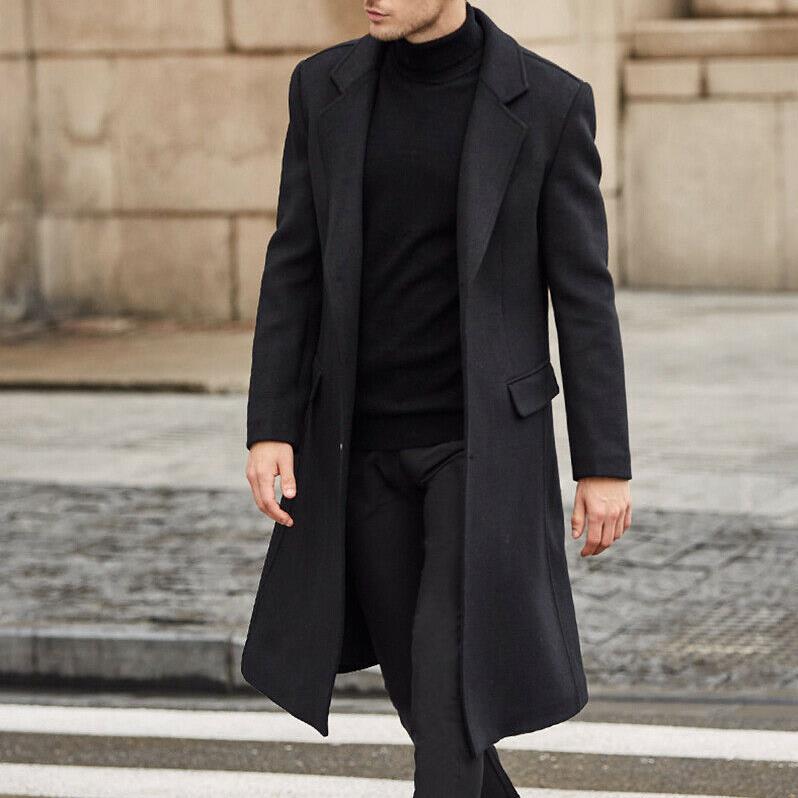 Trench-coat long en laine pour homme