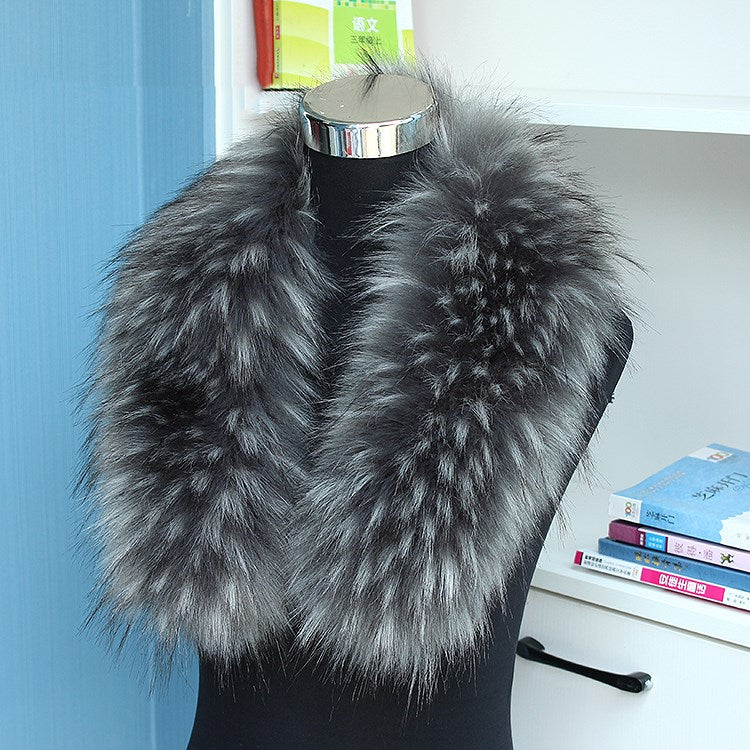 Raccoon imitation fox fur cap