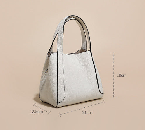 Sac seau en cuir de vachette première couche pour femme, portable pour les trajets quotidiens