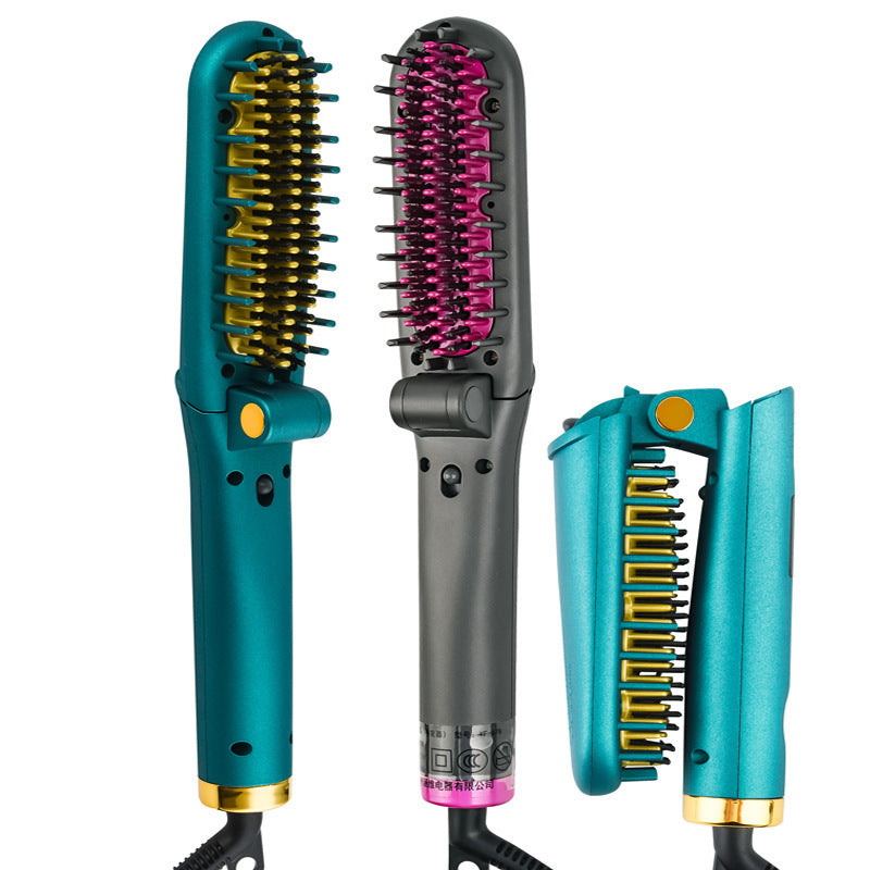 Dual Purpose Negative Ion Electric Hair Straightening Comb - Green, Ceramic Glaze, 390x144x45mm