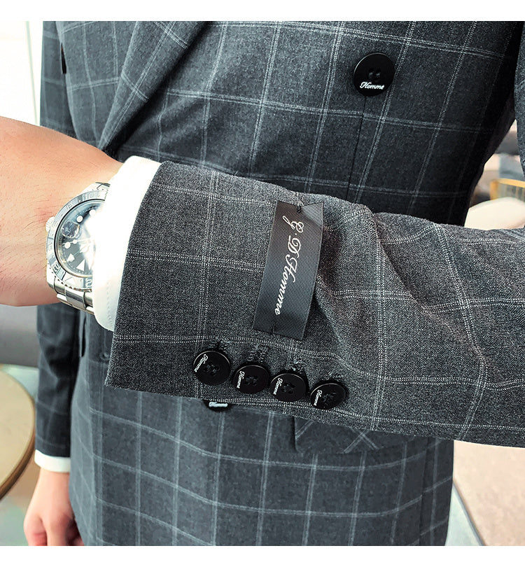 Men's Casual Business Suit Three-piece Slim-fit Officiating Ceremony