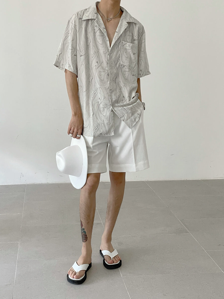 Men's Vintage Wavy Short Sleeve Shirt Polyester