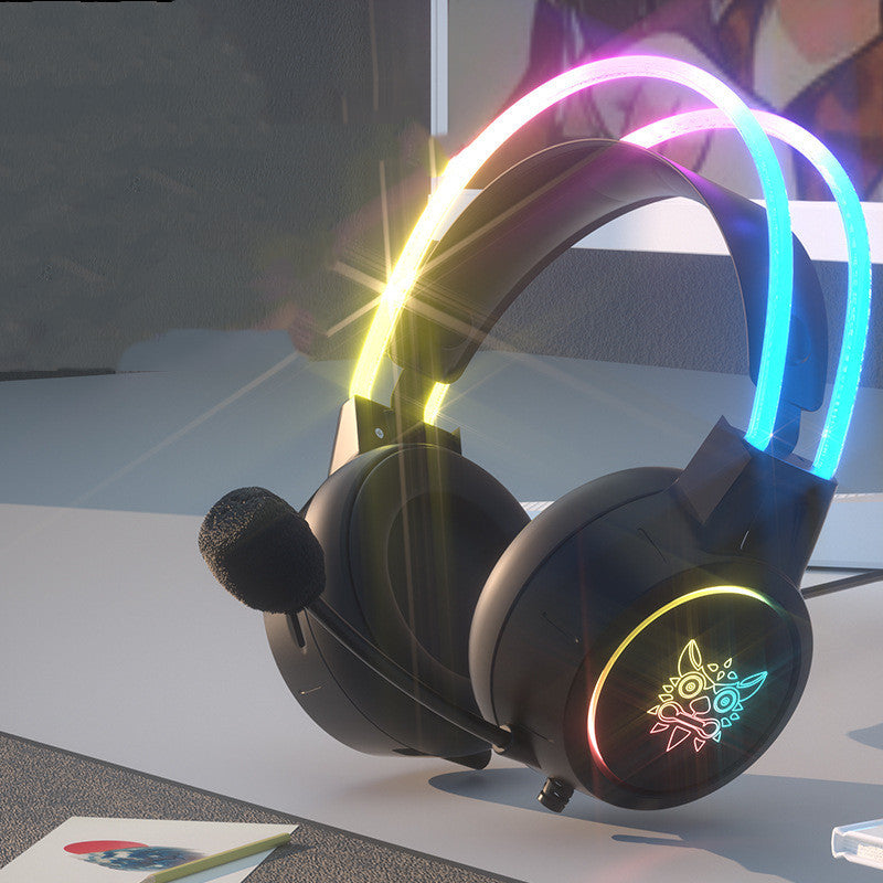 Wired Gaming Headset with LED Light-Emitting Microphone