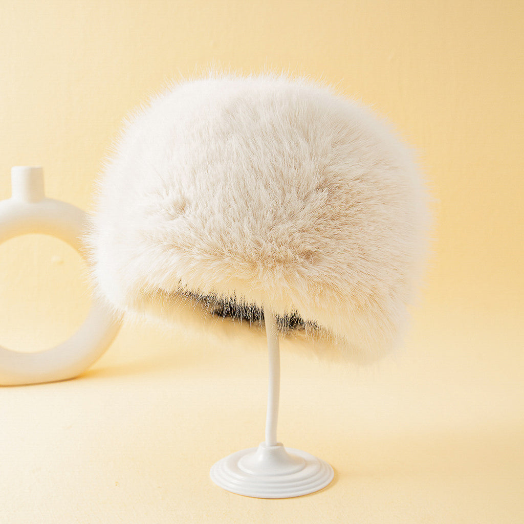 Chapeau Seau en Fourrure de Renard pour Femme, Protection des Oreilles, Chaud, Taille M (56-58 cm)