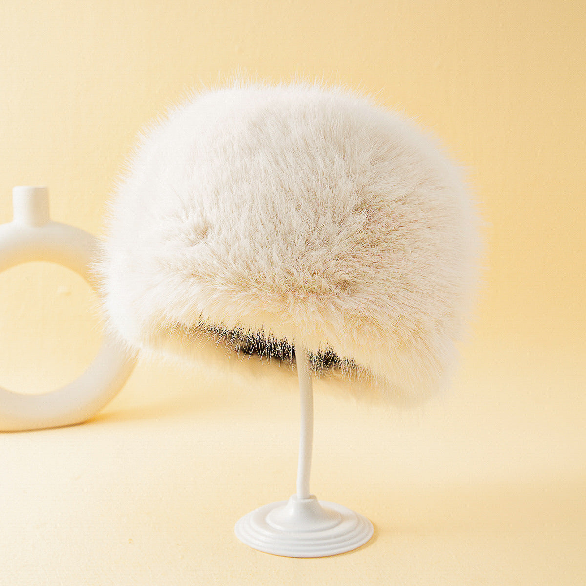 Chapeau Seau en Fourrure de Renard pour Femme, Protection des Oreilles, Chaud, Taille M (56-58 cm)