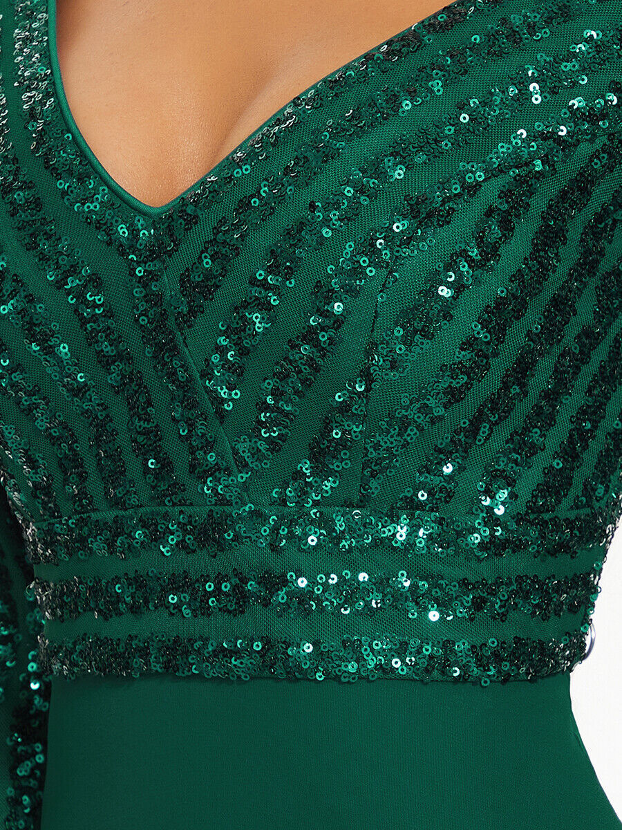 Large Sequin Stitching Evening Dress Sleeveless A-Line