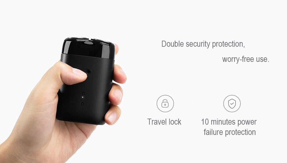 Rasoir rotatif à double lame pour hommes, étanche IPX7 avec chargement Type-C