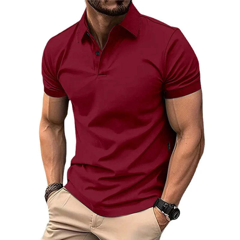 High Sense Casual Solid Color Short Sleeve Shirt with Buttons