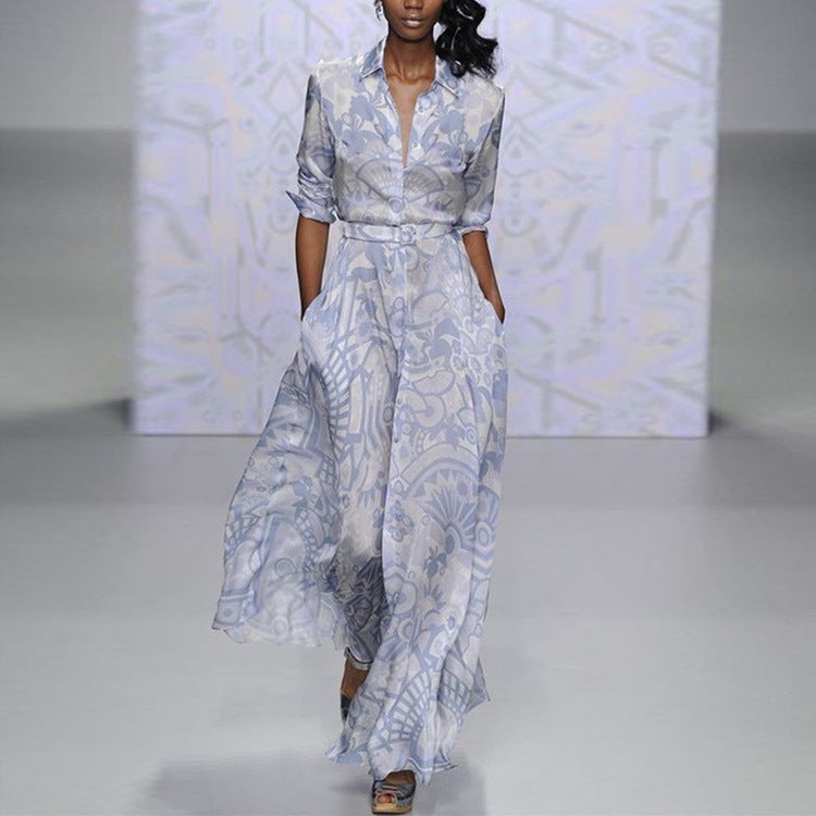 Sexy V-Neck Button-Down Printed Midi Pencil Dress