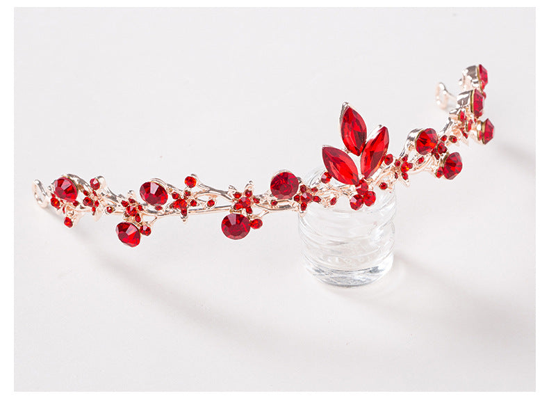 Bijoux de mariée, collier rouge, boucles d'oreilles, trois ensembles de toasts, accessoires de mode en gros