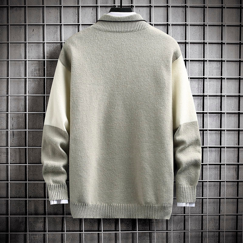 Men's Thickened Mink Velvet Loose Knit Sweater Mid-Neck Pullover