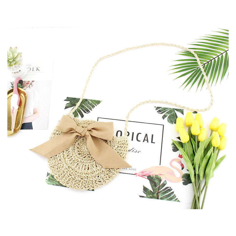 Sac de plage tissé en paille souple avec fermeture éclair et poche pour téléphone portable