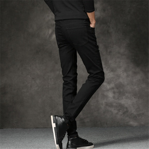Slim-Fit Stretch Cotton Men's Pants in Black,