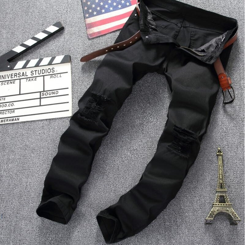 Men's Versatile Comfortable Ruud Jeans in Black & White, Sizes 27-42