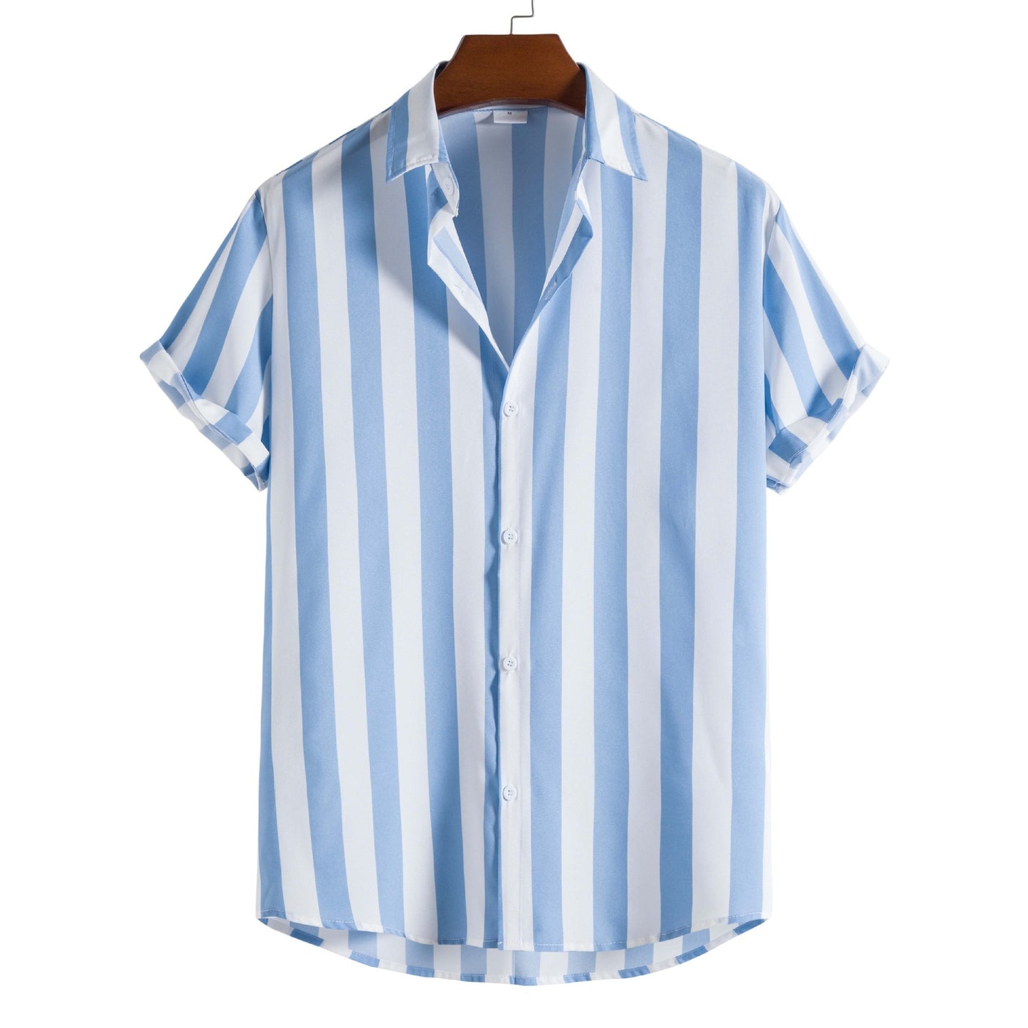 Men's Casual Short-sleeved Printed Striped Shirt