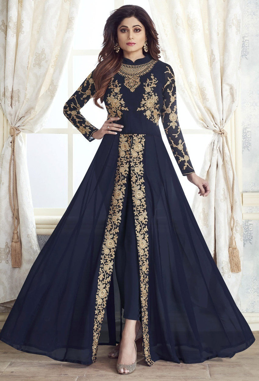 Muslim Women's Vintage Print Long Sleeve Crew Neck Dress