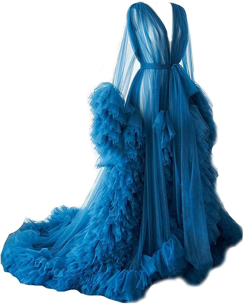Women's Fashion Mesh Maternity Long Dress