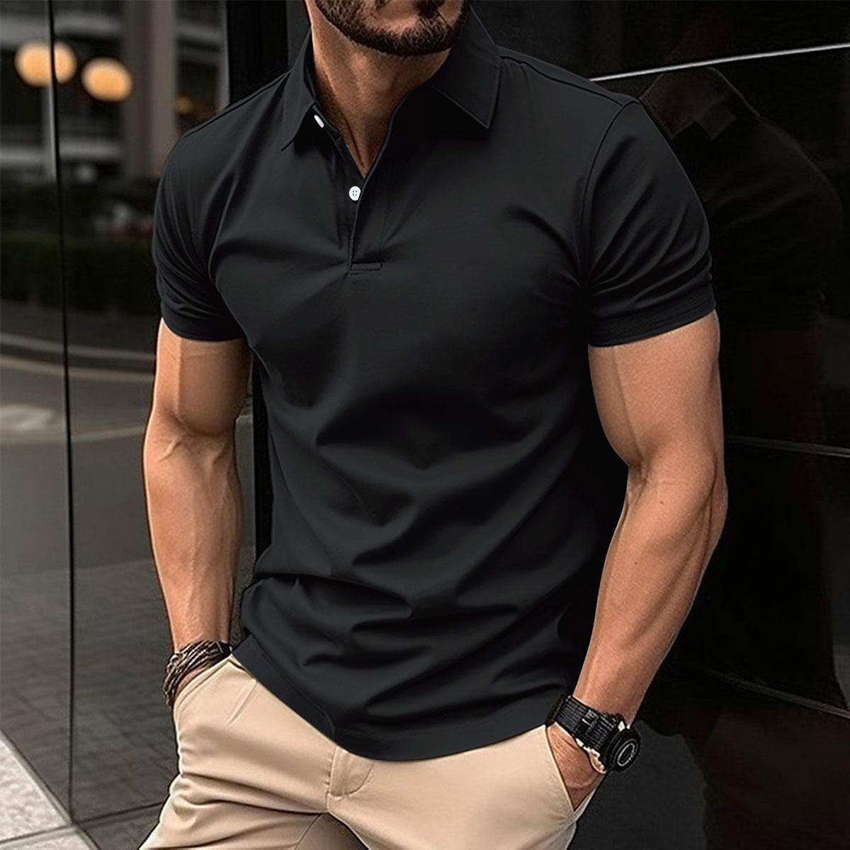 Men's Summer Short Sleeve Cotton Blend Polo Shirt