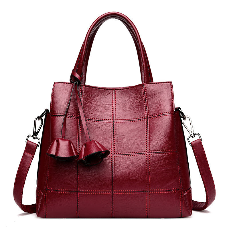 Soft PU Leather Three-Layer Large-Capacity Shoulder Bag with Tassels