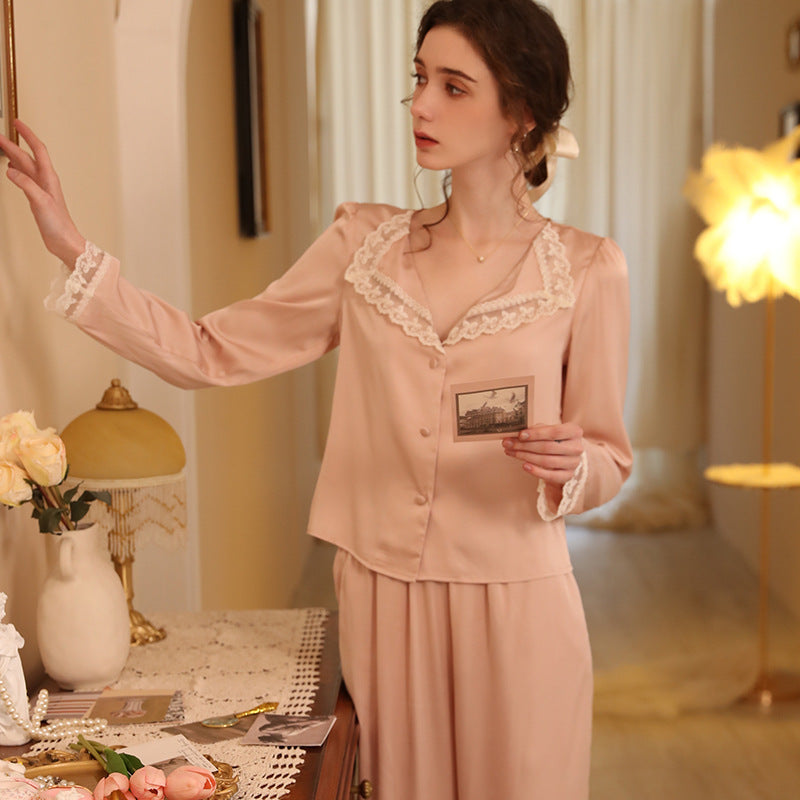 Fashionable Lapel V-Neck Homewear Set for Women