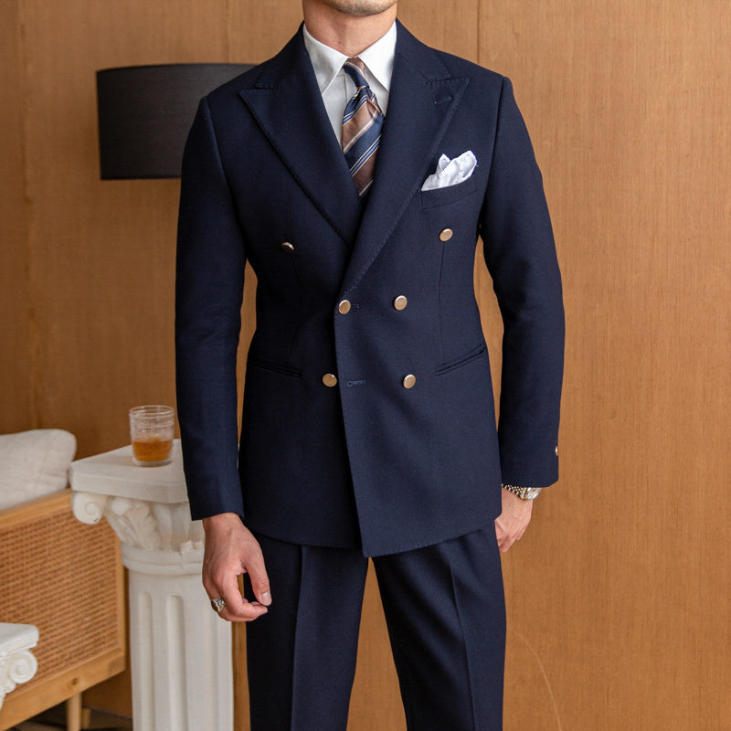 Costume croisé slim blanc cassé pour homme avec veste et pantalon