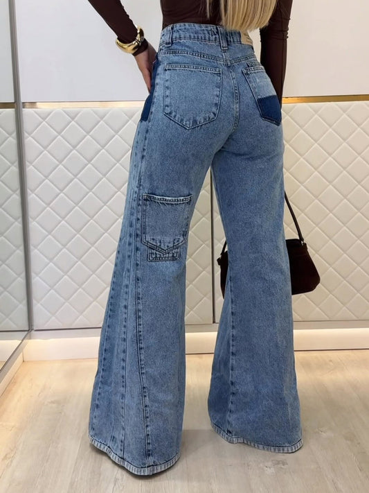 Light Blue High-Waisted Flared Denim Jeans