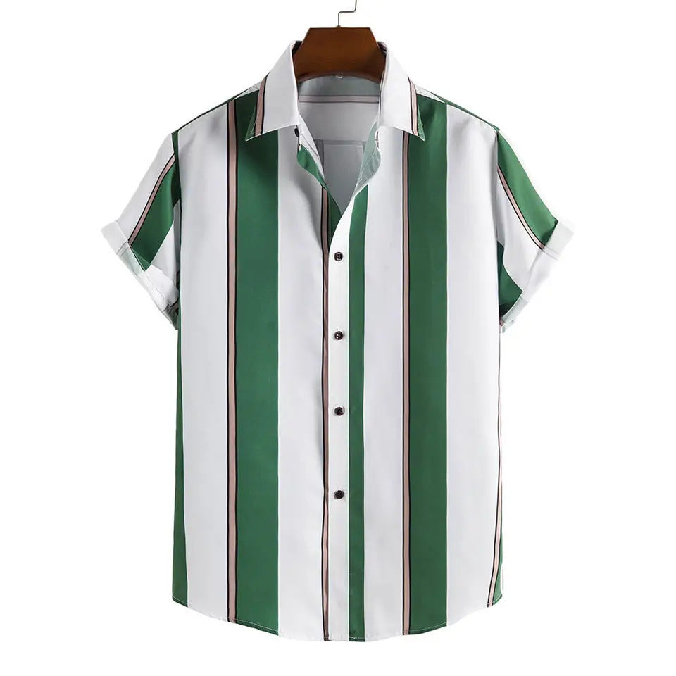 Chemise d'été rayée à manches courtes pour homme, tailles S-XXXL
