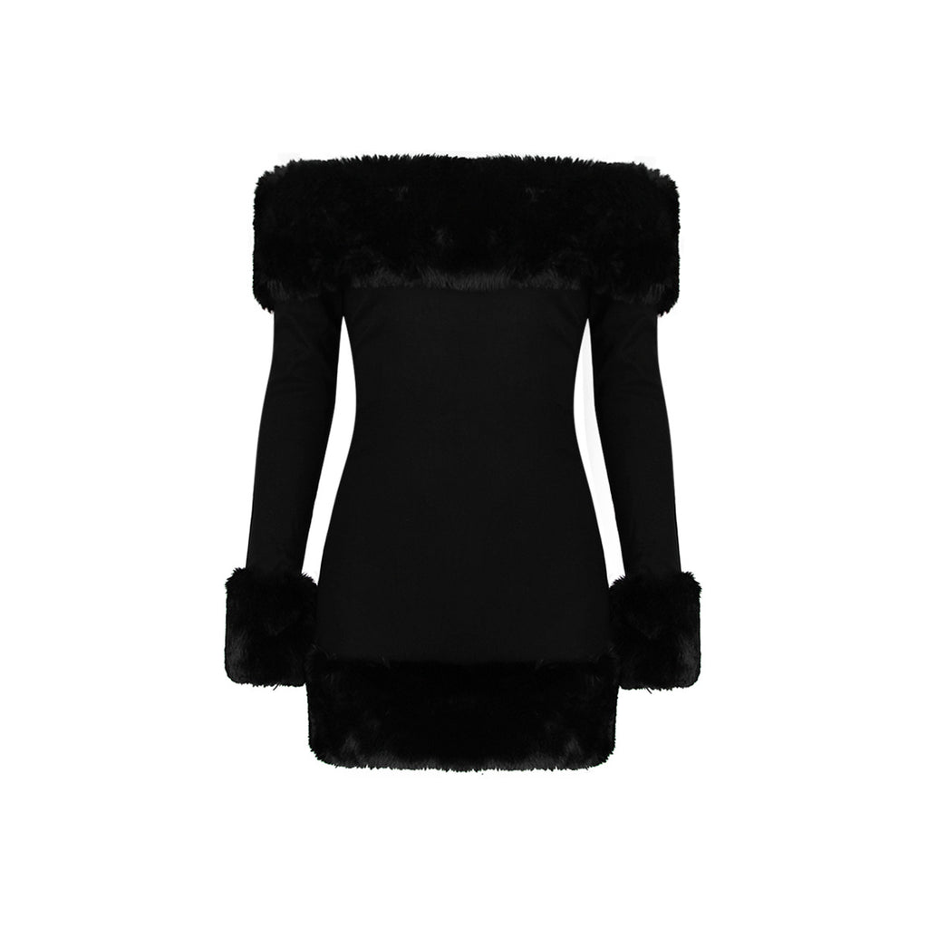 Jupe d'hiver en fourrure sans dos pour femme