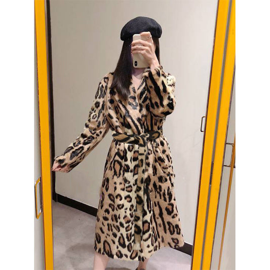 Long Plush Women's Belted Trench Coat