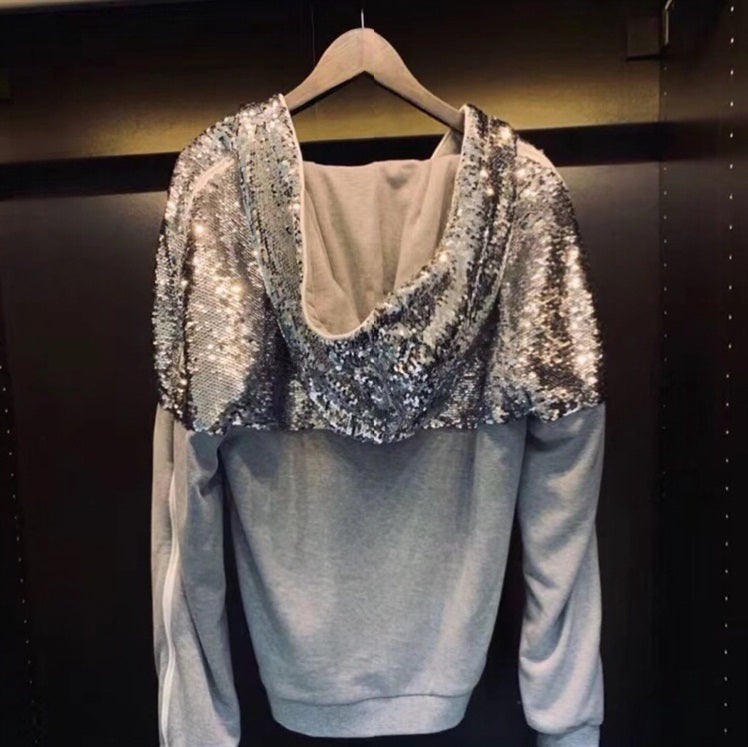 Ensemble pull à capuche gris et pantalon décontracté amincissant en fibre de polyester pour femme