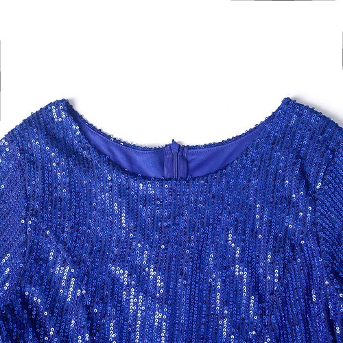 Sequined Long Sleeve Banquet Evening Dress