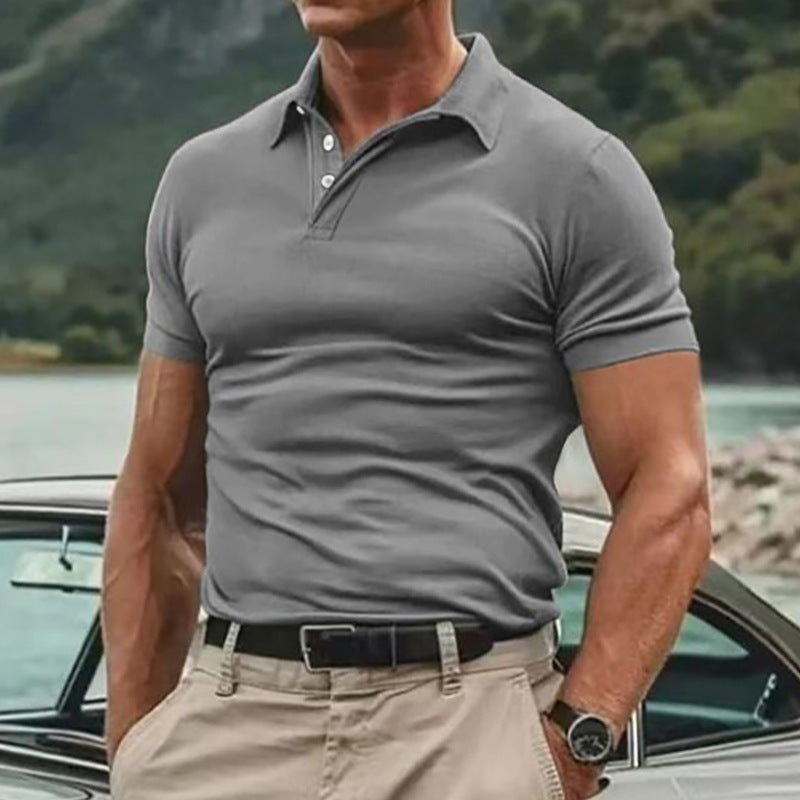 Chemise unie décontractée à manches courtes pour hommes